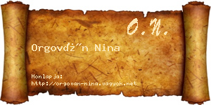 Orgován Nina névjegykártya